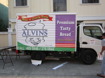 Alvins bakery delivery truck sticker
