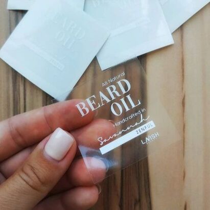 white print transparent sticker label